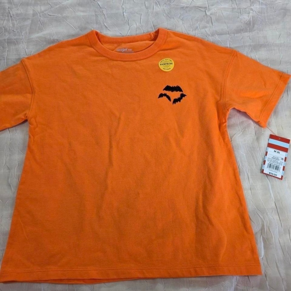 Cat & Jack Kids Orange Halloween Bat In Search Of Treat Graphic T-Shirt Size M 8